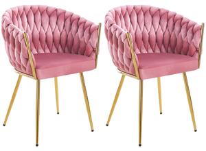 Set 2 Sedie per Sala da Pranzo e Ufficio in Velluto Rosa Antico Sedia Ergonomica