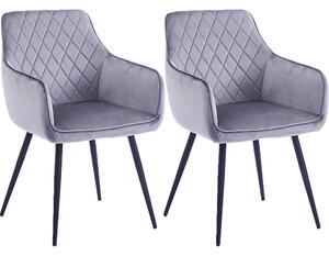 Set 2 Sedie da Pranzo in Velluto Grigio Ergonomica Poltrona Sedia Ufficio Casa