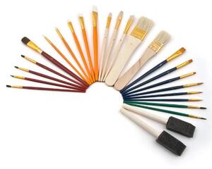 Set 25 Pennelli Tondi Piatti Artic e a Spugna per Pittura