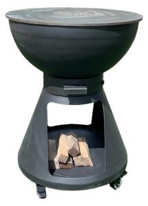 Barbecue a Legna e a Carbone Ø64xH91 cm in Acciaio Corten con Accessori Yucatán Antracite