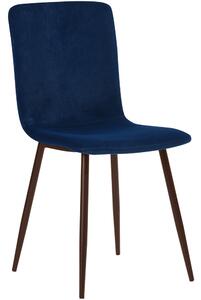 Set 4 Sedie per Sala da Pranzo in Velluto Blu con Gambe Nere Seduta Ergonomica
