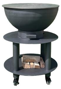 Barbecue a Legna e a Carbone Ø75xH86 cm in Acciaio Corten con Accessori Stromboli Antracite