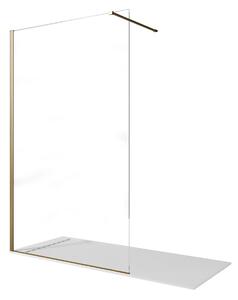 Parete Doccia Walk-In 140 cm con Profili Oro Spazzolato in Cristallo Trasparente 8mm H195 Bonussi Sveva