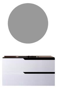 Mobile bagno 80 cm Sospeso Bianco Porcellana con Lavabo nero Opaco Boston con Specchio Rotondo Bonussi