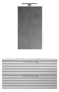 Mobile bagno sospeso 100 cm Bianco ondulato Denver con Specchio Bonussi
