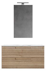 Mobile bagno sospeso 100 cm Rovere Alba ondulato Denver con Specchio Bonussi