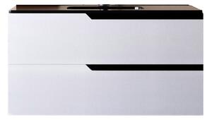 Mobile bagno 80 cm Sospeso Bianco Porcellana con Lavabo nero Opaco Boston Senza Specchio Bonussi