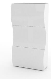 Scarpiera 3 Ante a Ribalta 71x26,6x121,4 cm Onda Bianco Lucido