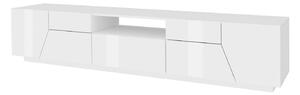 Mobile TV 4 Ante 1 Cassetto 220,1x43x46 cm Alien Bianco Lucido