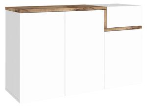 Scarpiera 3 Ante Battenti 1 Antina a Ribalta 120x40x80,1 cm Zet Bianco Lucido e Acero Pereira