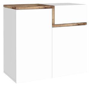 Scarpiera 2 Ante Battenti 1 Antina a Ribalta 80x40x80,1 cm Zet Bianco Lucido e Acero Pereira