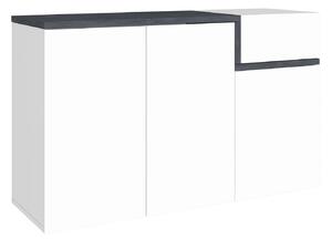 Scarpiera 3 Ante Battenti 1 Antina a Ribalta 120x40x80,1 cm Zet Bianco Lucido e Ardesia