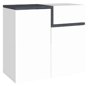 Scarpiera 2 Ante Battenti 1 Antina a Ribalta 80x40x80,1 cm Zet Bianco Lucido e Ardesia