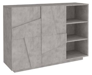 Mobile Multiuso 2 Ante 3 Vani Giorno 121,8x39,2x86 cm Ping Cemento Bronx