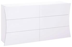 Comò 6 Cassetti 155,1x40x81,5 cm Arco Bianco Lucido