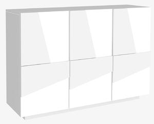 Mobile Multiuso 3 Ante 121,8x39,2x86 cm Ping Bianco Lucido