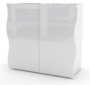 Mobile Multiuso 2 Ante 90x40x81 cm Onda Bianco Lucido