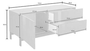 Mobile TV 1 Anta 2 Cassetti 110x40x35,2 cm Metis Bianco Lucido