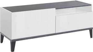 Mobile TV 1 Anta 1 Cassetto 120x40x47 cm Sunrise Bianco Lucido e Ardesia