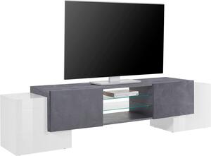 Mobile TV 4 Ante 190x35/45x45 cm Pillon Bianco Lucido e Ardesia