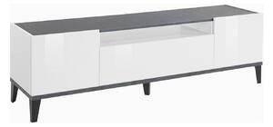 Mobile TV 2 Ante 1 Cassetto 160x40x47 cm Sunrise Bianco Lucido e Ardesia