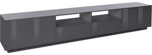 Mobile TV 4 Ante 2 Cassetti 260x41,4x46 cm Bloom Grigio Antracite Laccato Lucido