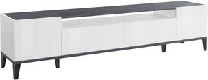 Mobile TV 2 Ante 2 Cassetti 200x40x47 cm Sunrise Bianco Lucido e Ardesia