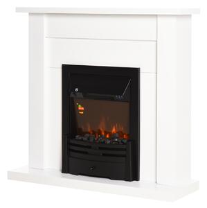 HOMCOM Camino Elettrico, 1000W e 2000W, effetto fiamma 5 livelli, telecomando, vetro temperato, bianco, 102 x 30 x 95cm