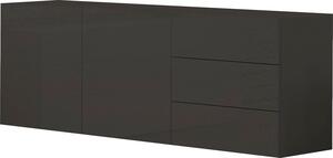 Credenza 2 Ante + 3 Cassetti 170x40x60,5 cm Metis Antracite Lucido