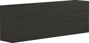 Credenza 1 Anta + 6 Cassetti 170x40x73 cm Metis Antracite Lucido
