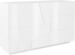 Credenza 2 Ante + 3 Cassetti 142,9x44,2x86 cm Ping Bianco Lucido