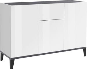 Credenza 3 Ante + 1 cassetto 120x40x82 cm Sunrise Bianco Lucido e Ardesia