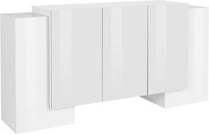 Credenza 2 + 3 Ante 170x45x85 cm Pillon Bianco Lucido