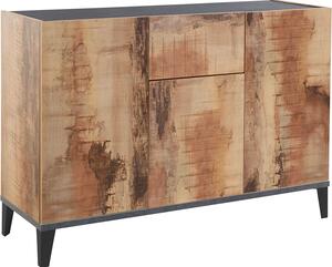 Credenza 3 Ante + 1 cassetto 120x40x82 cm Sunrise Bianco Lucido e Acero Pereira