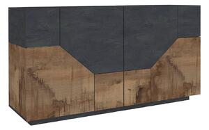Credenza 4 Ante 220,1x43x86 cm Alien Ardesia e Acero Pereira