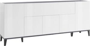 Credenza 4 Ante + 1 Anta Ribalta 200x40x82 cm Sunrise Bianco Lucido e Ardesia