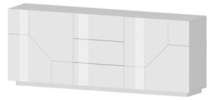 Credenza 4 Ante + 3 Cassetti 220,1x43x86 cm Alien Bianco Lucido