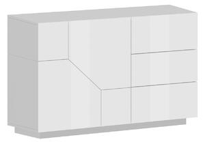 Credenza 2 Ante + 3 Cassetti 140x43x86 cm Alien Bianco Lucido