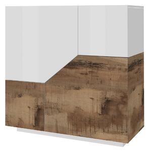 Credenza 2 Ante 79,5x43x86 cm Alien Bianco Lucido e Acero Pereira
