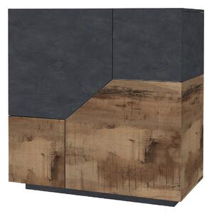 Credenza 2 Ante 79,5x43x86 cm Alien Ardesia e Acero Pereira