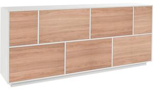 Credenza 7nAnte 200x41,4x86 cm Bloom Bianco Lucido e Noce