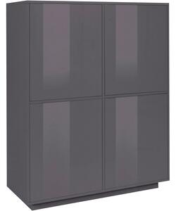 Credenza 4 Ante 100,1x41,4x126 cm Bloom Grigio Antracite Laccato Lucido