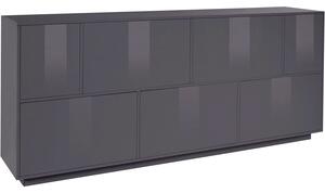 Credenza 7 Ante 200x41,4x86 cm Bloom Grigio Antracite Laccato Lucido