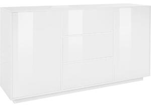 Credenza 2 Ante + 3 Cassetti 160x41,4x86 cm Bloom Bianco Lucido