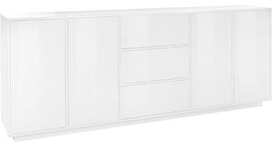 Credenza 4 Ante + 3 Cassetti 220,1x41,4x86 cm Bloom Bianco Lucido