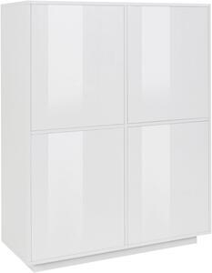 Credenza 4 Ante 100,1x41,4x126 cm Bloom Bianco Lucido