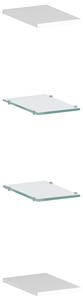 Set 4 Mensole 2 in Vetro e 2 in Melaminico 20x1,6/0,5x27 cm Maruska Bianco Lucido