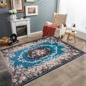 Costway Tappeto stampato di velluto diamante dorato con superficie e fondo antiscivolo, Tappeto tradizional 230x162cm