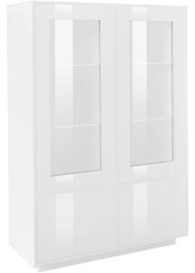 Mobile Vetrina 4 Ante 100,1x41,4x146 cm Bloom Bianco Lucido