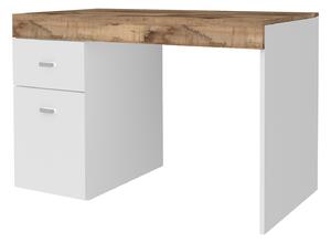 Scrivania 1 Anta 1 Cassetto 100x60x75 cm Sliding Bianco Lucido e Acero Pereira